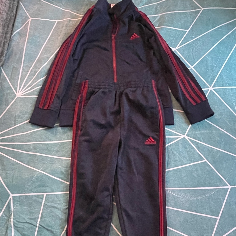 Baby boy Navy blue and Burgundy Adidas Tracksuit size 4T